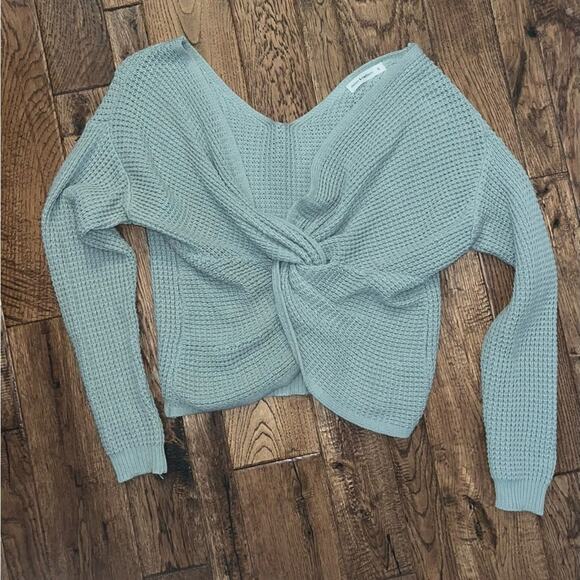 Junior Small Off the Shoulder Waffle Knit Multiwear Sweater - Picture 1 of 2